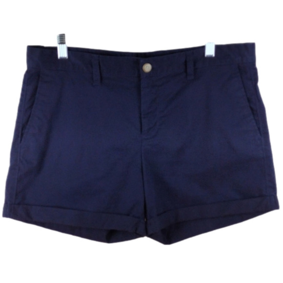 Khakis by Gap Navy Blue High Rise Button Zip Two Pocket Chino Girlfriend Short - Picture 1 of 10
